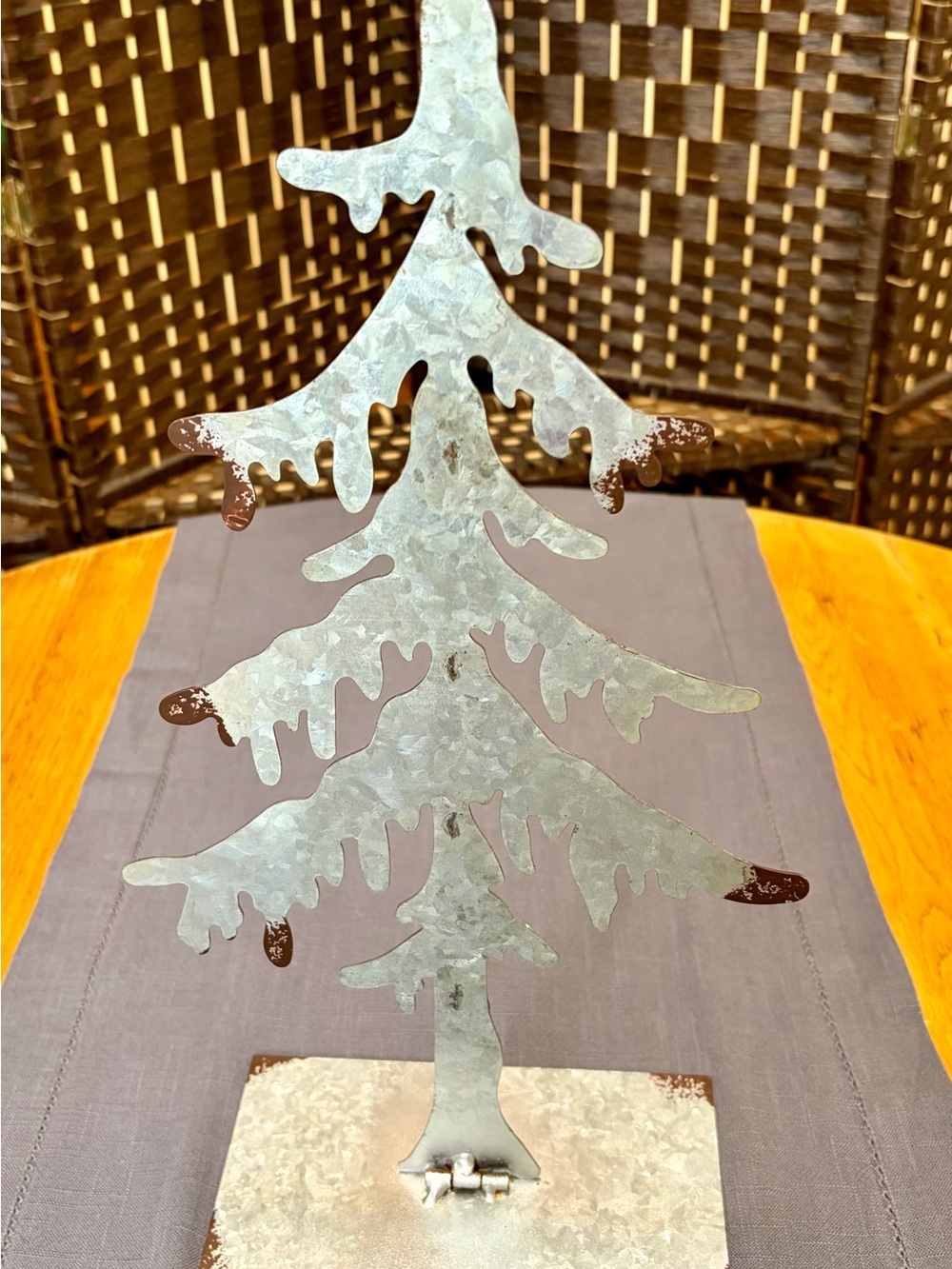 Rustic Galvanized Metal Holiday Tree Table Decor - Silver - Picture 3 of 4